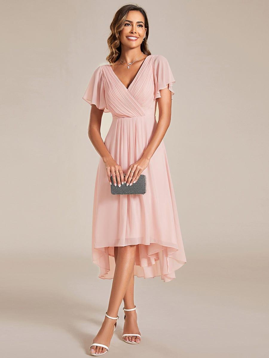 Robe femme d’invitée de mariage chic col V coupe fluide élégante