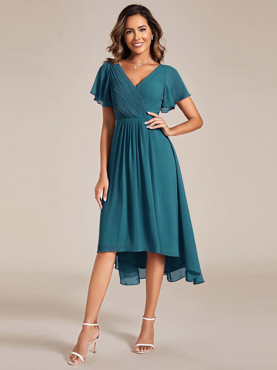 Robe femme d’invitée de mariage chic col V coupe fluide élégante