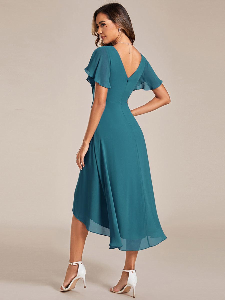 Robe femme d’invitée de mariage chic col V coupe fluide élégante