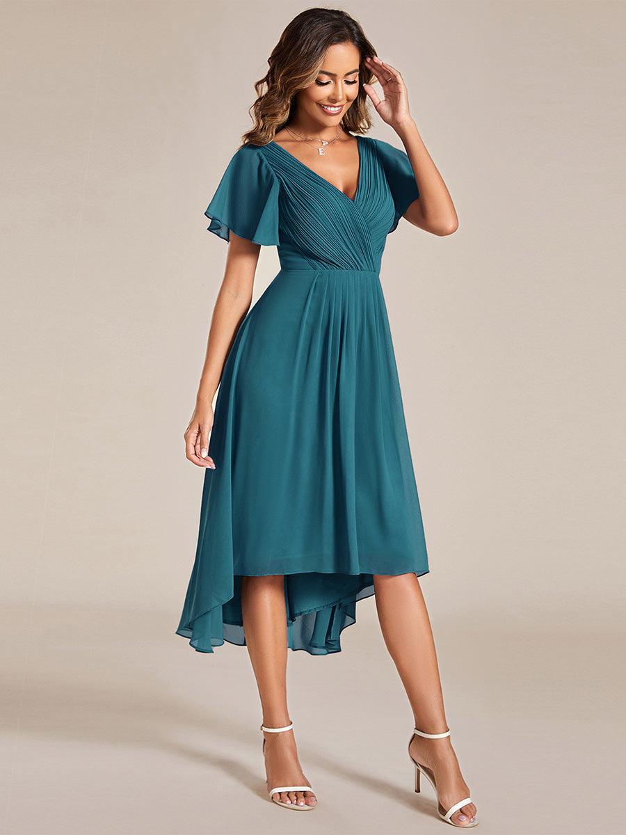 Robe femme d’invitée de mariage chic col V coupe fluide élégante