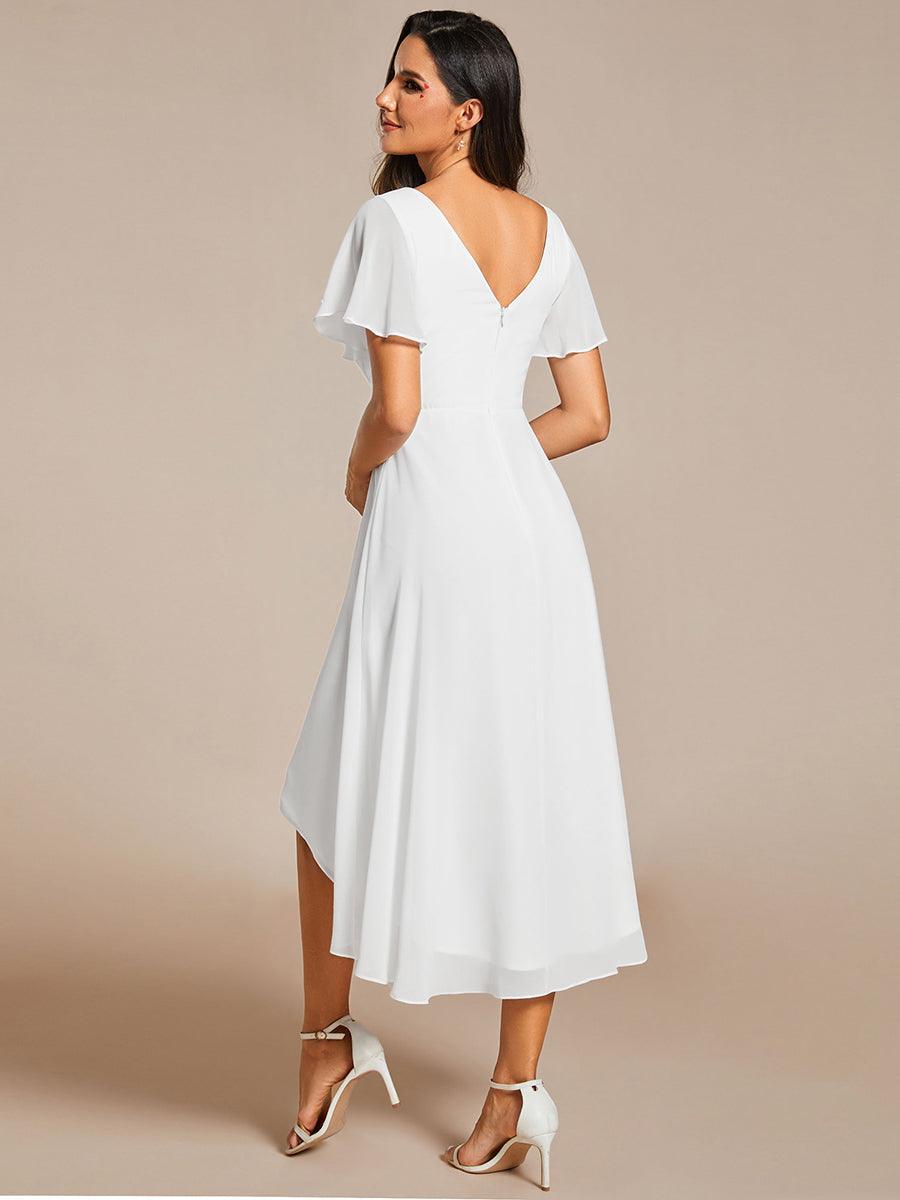 Robe femme d’invitée de mariage chic col V coupe fluide élégante