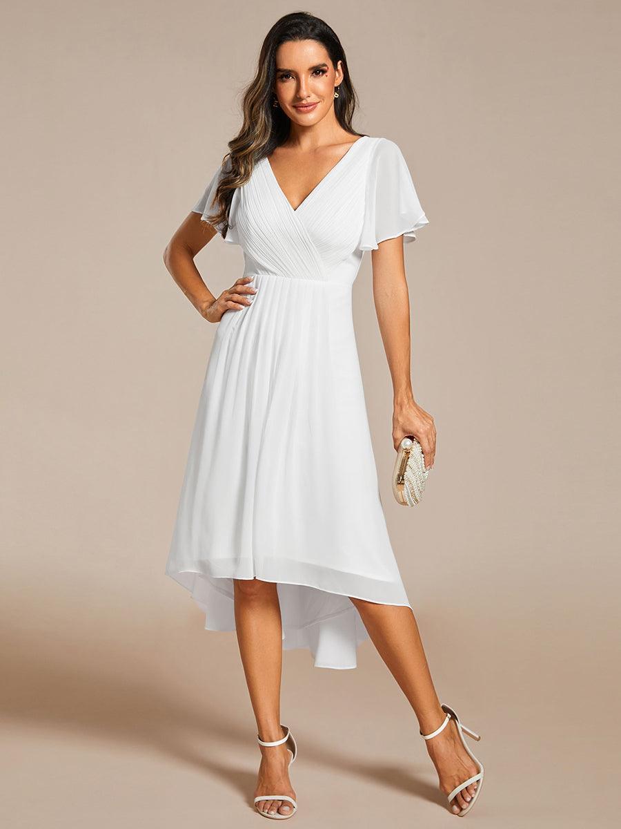 Robe femme d’invitée de mariage chic col V coupe fluide élégante