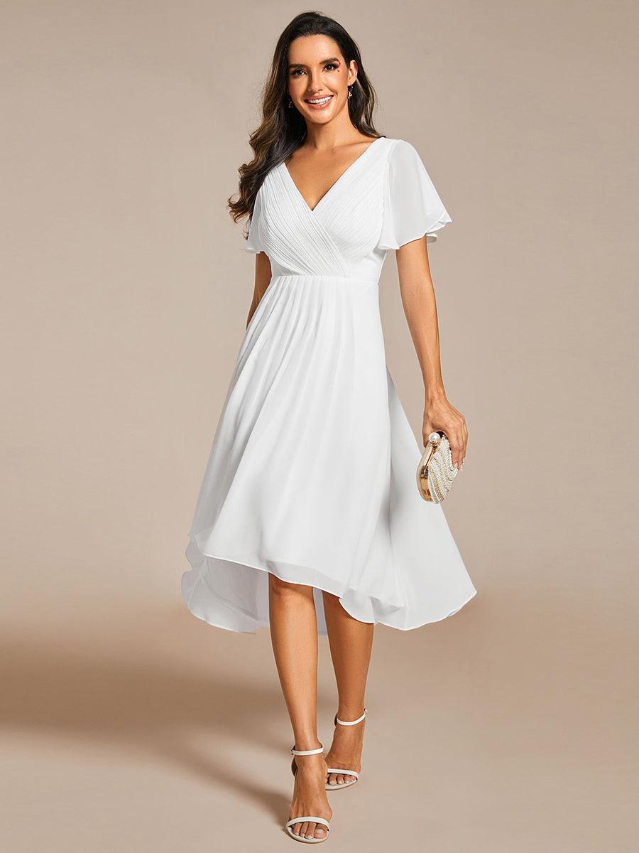 Robe femme d’invitée de mariage chic col V coupe fluide élégante