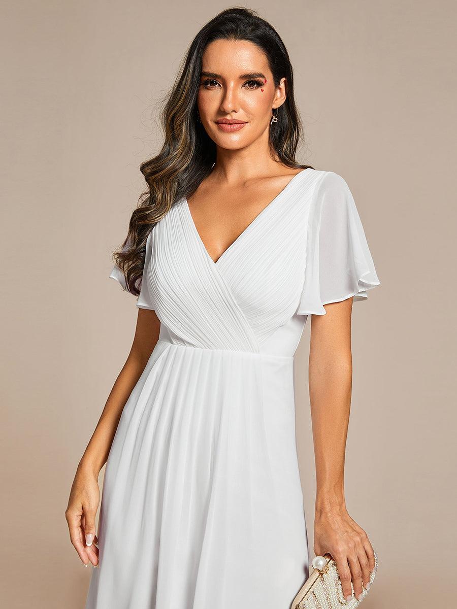 Robe femme d’invitée de mariage chic col V coupe fluide élégante
