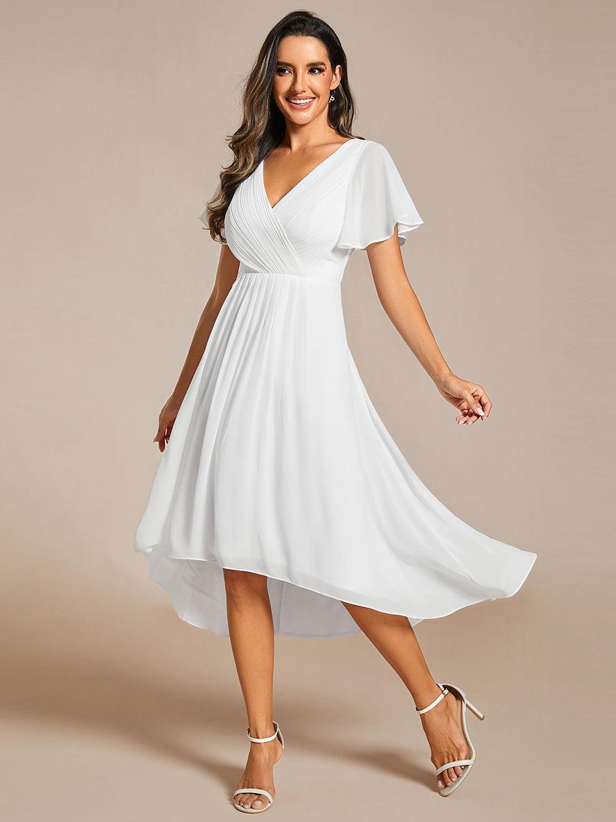 Robe femme d’invitée de mariage chic col V coupe fluide élégante