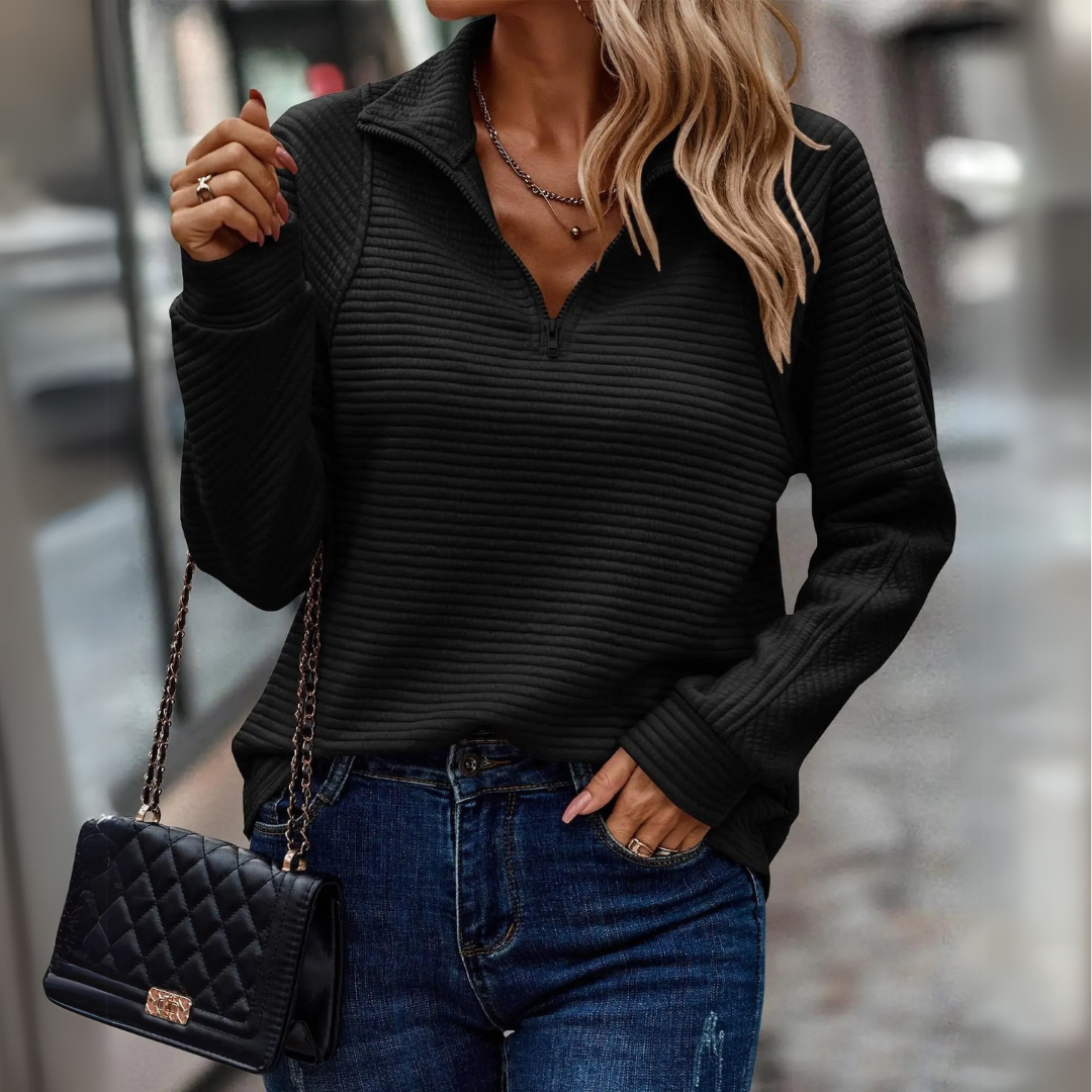 Suzanne - Pull Détail avec Demi Zip