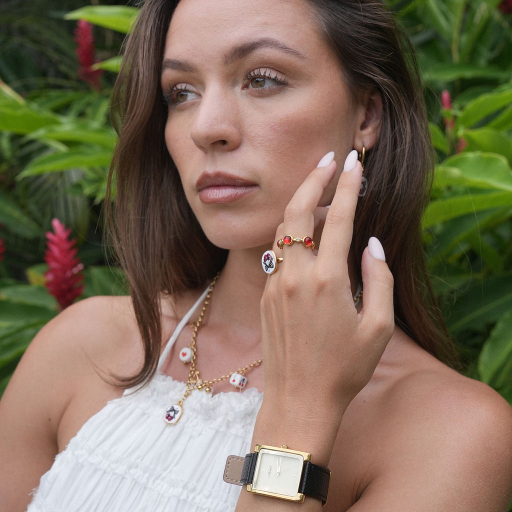 Bague Manchet Ayana Rouge | Or 18K