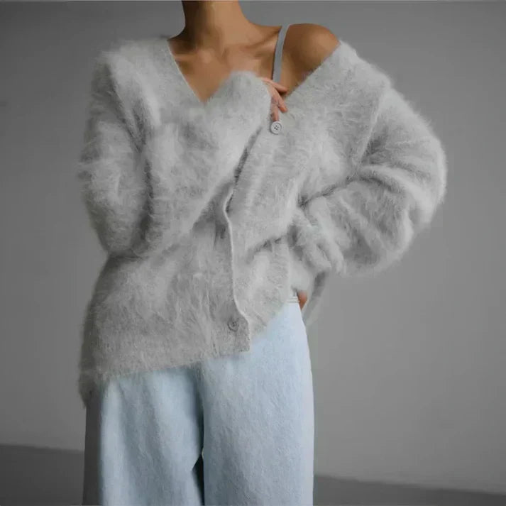 Cardigan moelleux avec décolleté en V et boutons