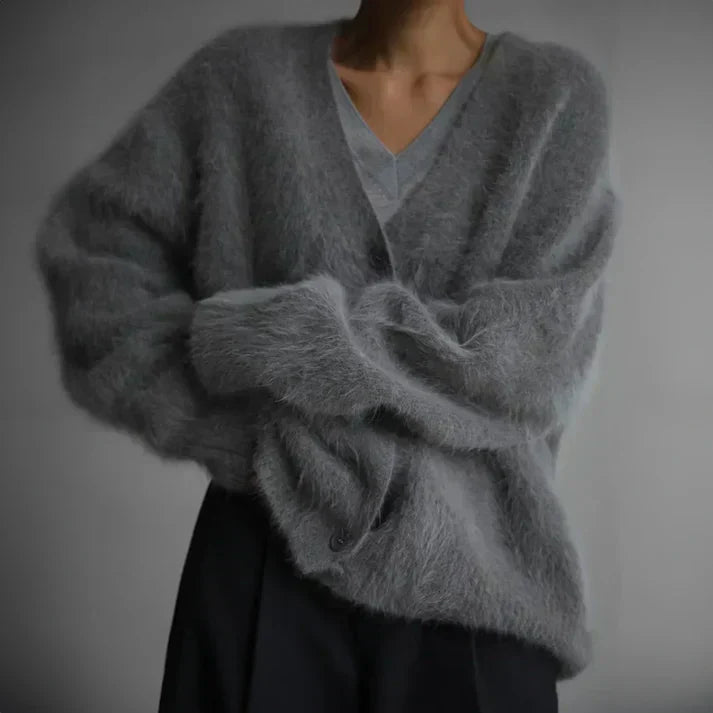 Cardigan moelleux avec décolleté en V et boutons