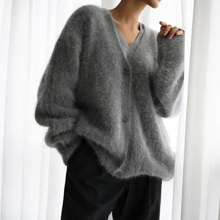 Cardigan moelleux avec décolleté en V et boutons