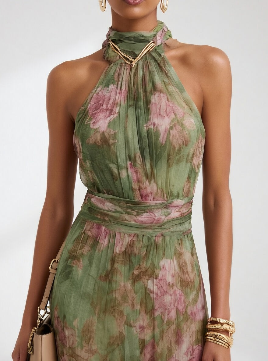 Roséline - Robe longue florale élégante aérienne