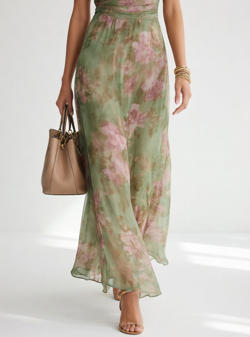 Roséline - Robe longue florale élégante aérienne