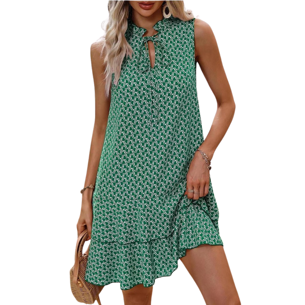 Robe Midi Bohémienne Imprimée avec Bretelles Réglables