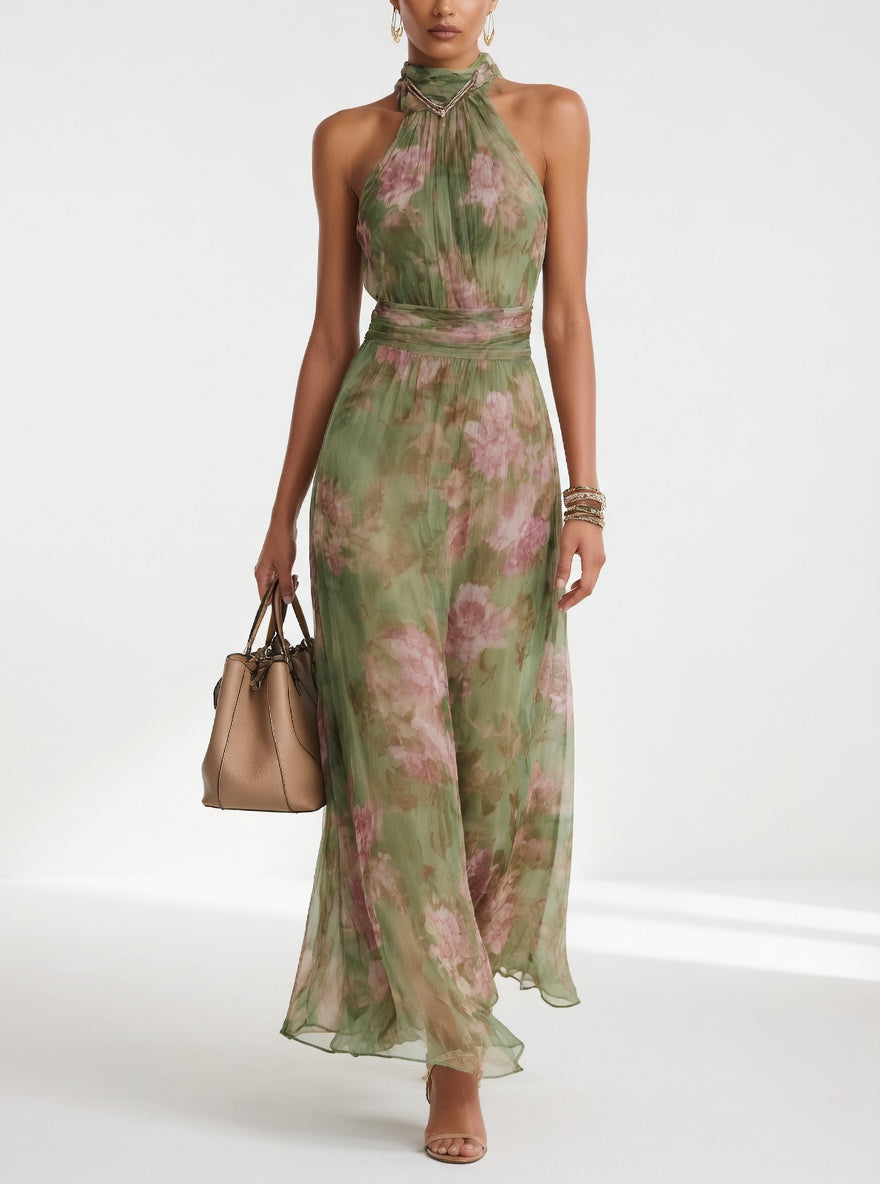 Roséline - Robe longue florale élégante aérienne