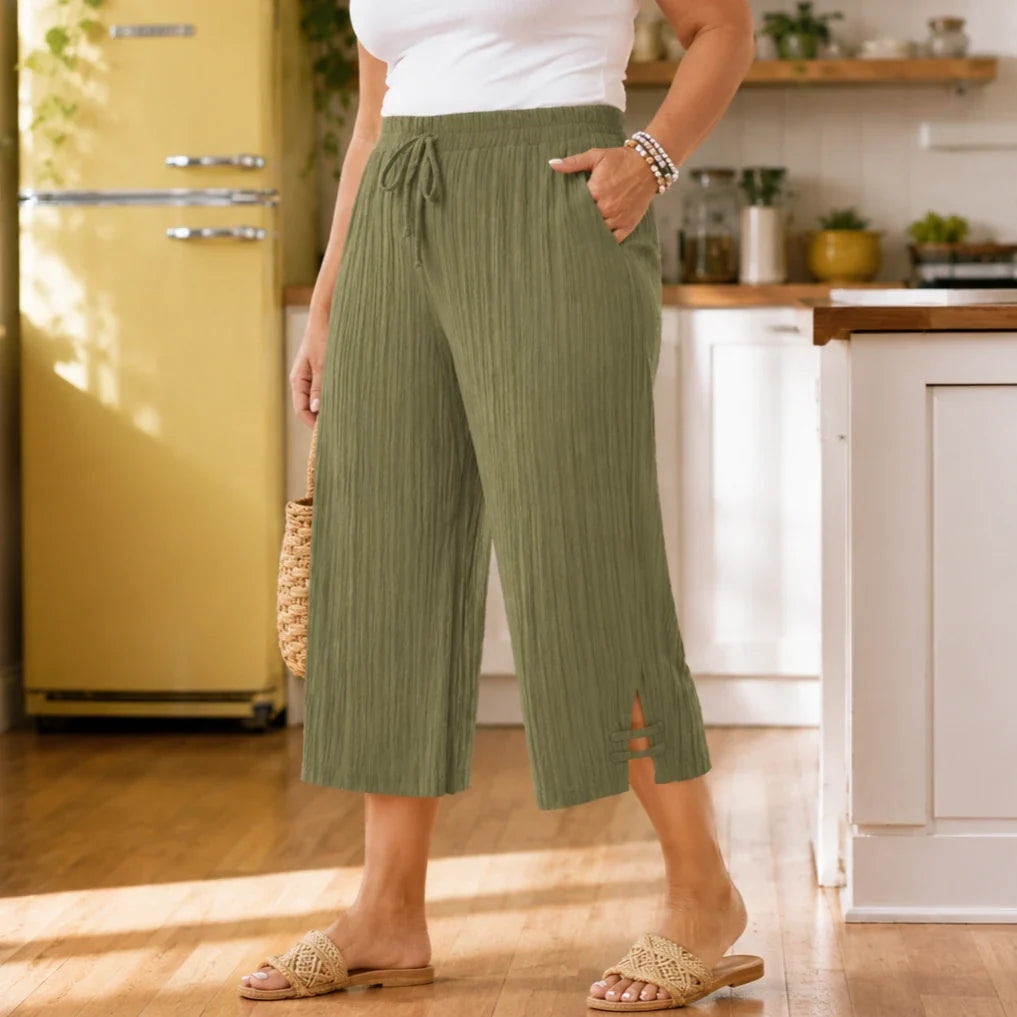 Pantalon Capri Femme Velora – Côtelé, Grande Taille 1XL-5XL