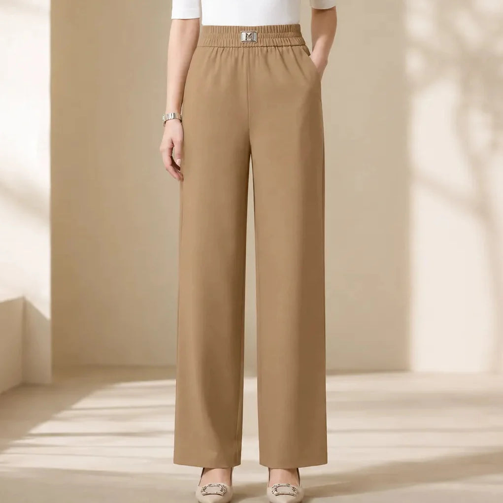 Pantalon Large Femme Velora – Taille Haute, à Enfiler