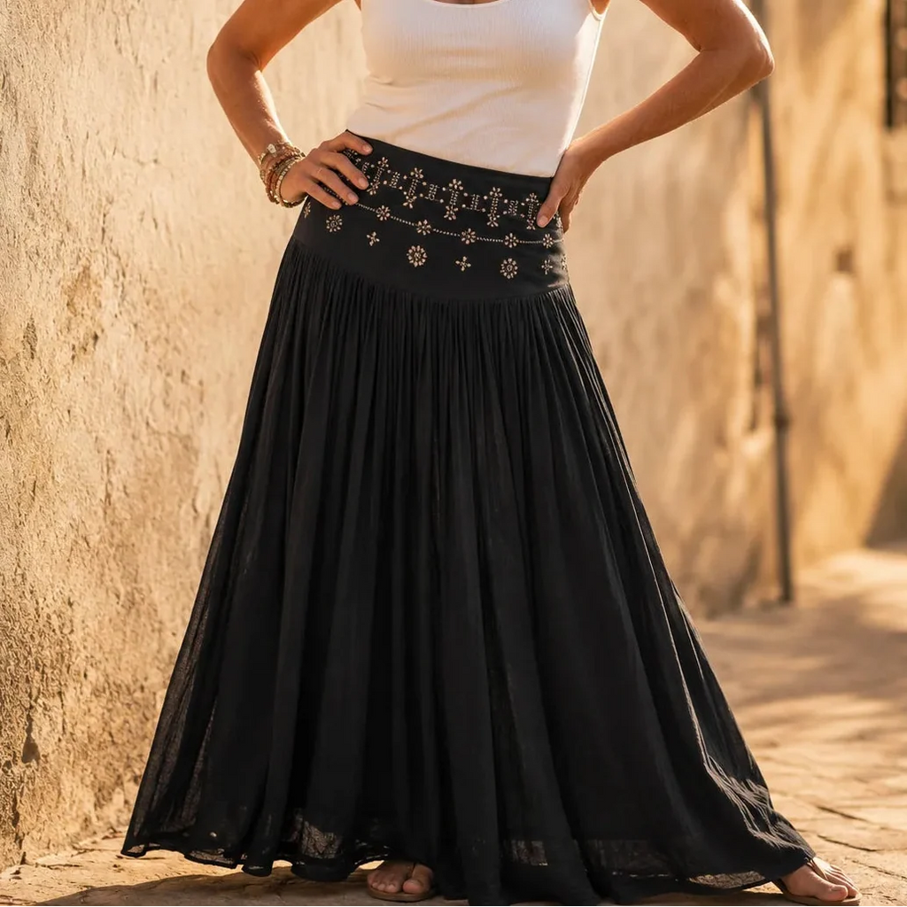 Jupe Maxi Femme Soléra – Style Boho, Taille Haute