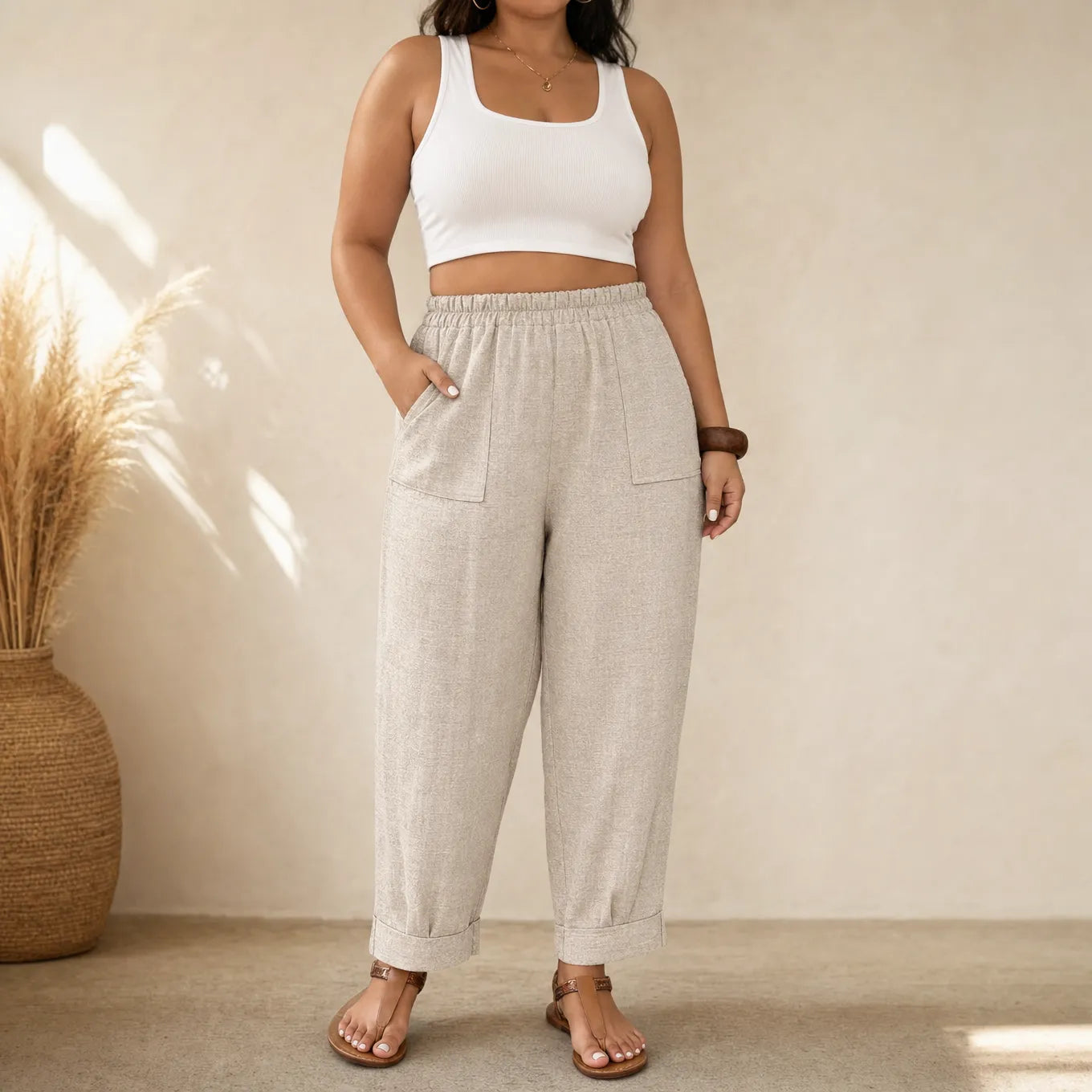 Pantalon Femme Loriane – Coupe Détendue, Taille Élastique