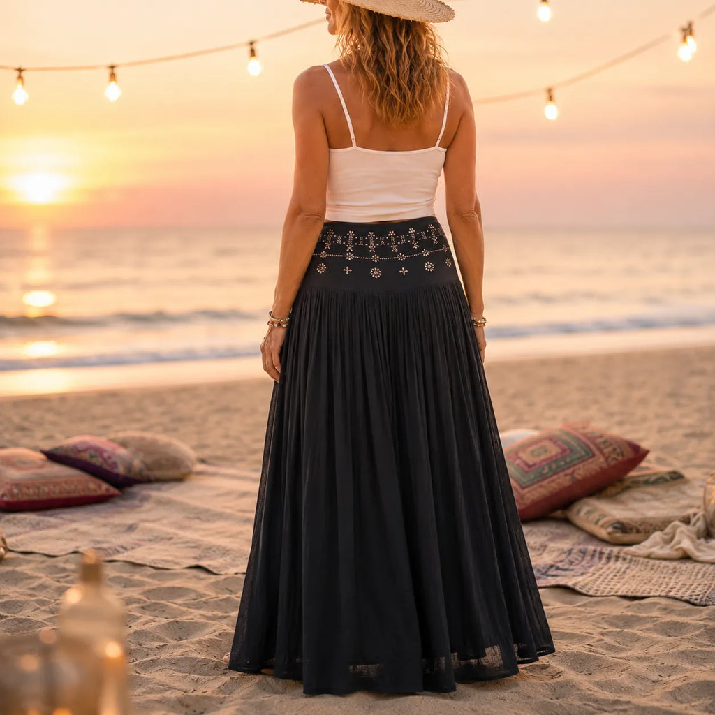 Jupe Maxi Femme Soléra – Style Boho, Taille Haute