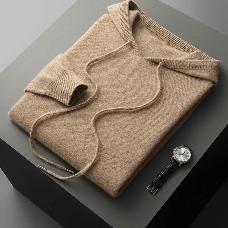 Hoodie en 100% cachemire avec capuche et cordon de serrage