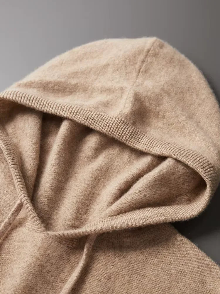 Hoodie en 100% cachemire avec capuche et cordon de serrage