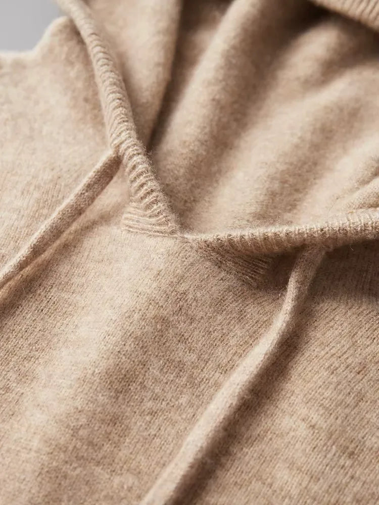 Hoodie en 100% cachemire avec capuche et cordon de serrage