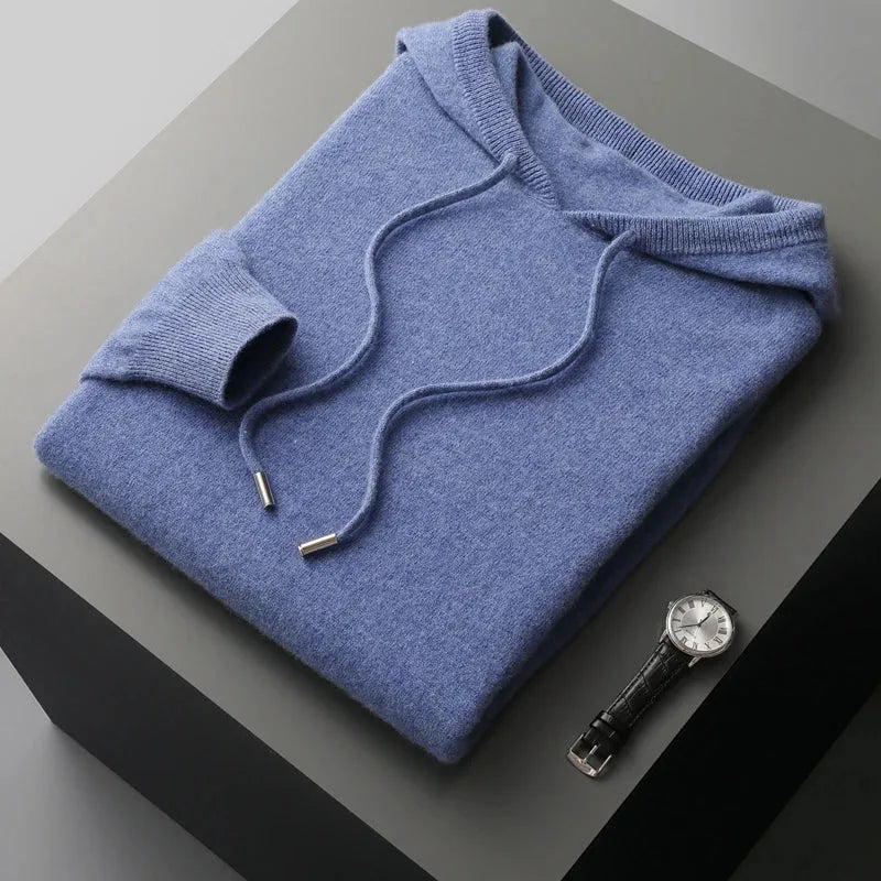 Hoodie en 100% cachemire avec capuche et cordon de serrage