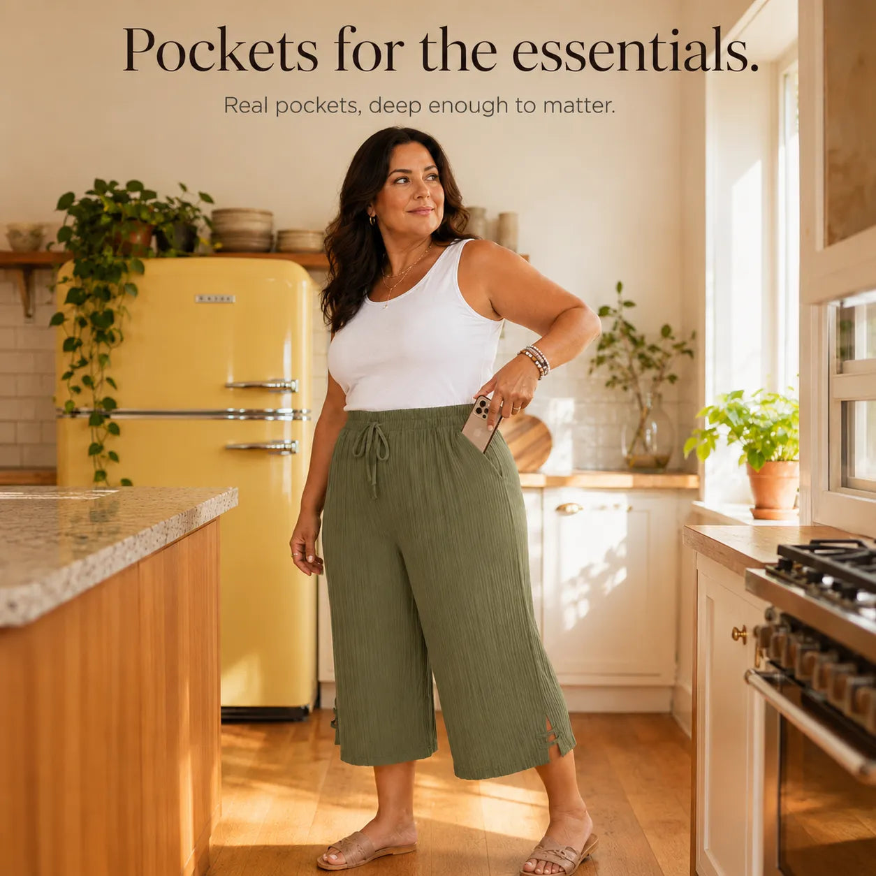 Pantalon Capri Femme Velora – Côtelé, Grande Taille 1XL-5XL