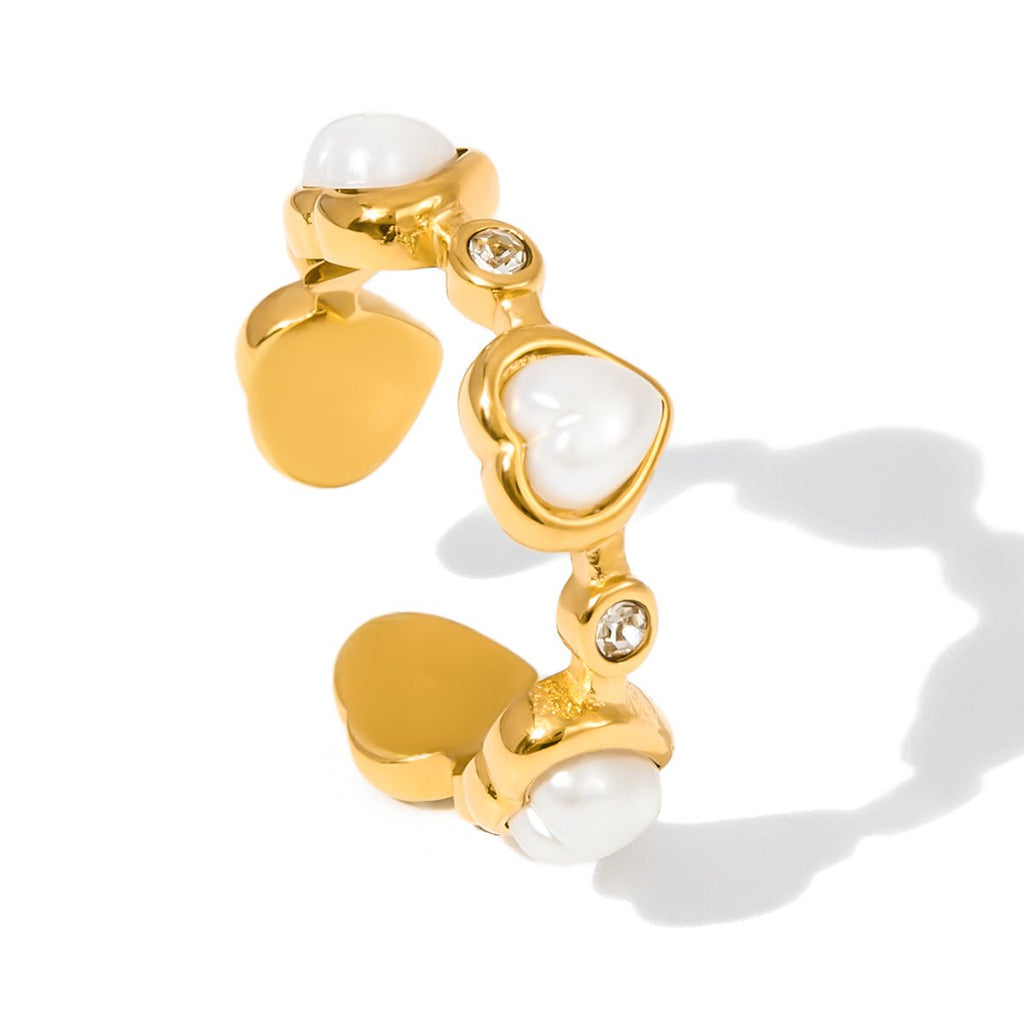 Bague Esme Cœur Blanc | Or 18K