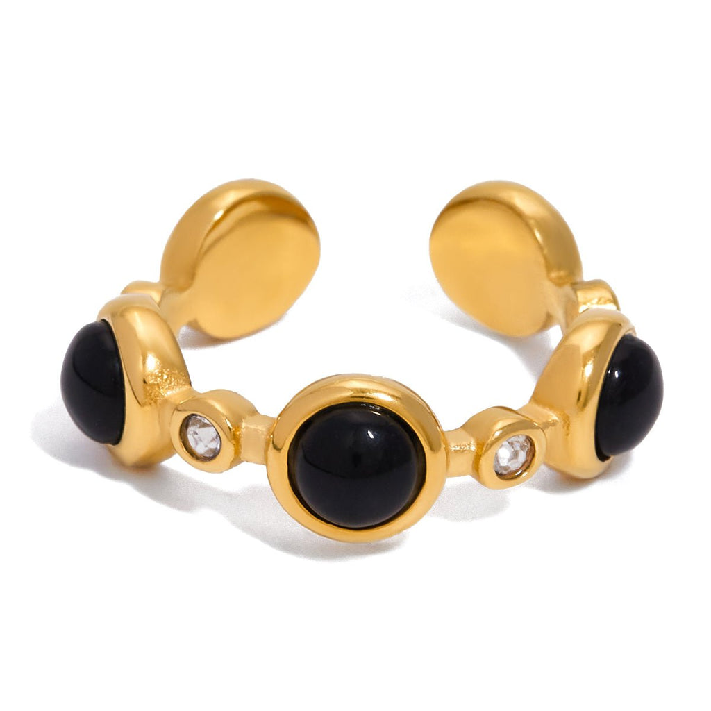 Bague Manchette Noire Ayana | Or 18K