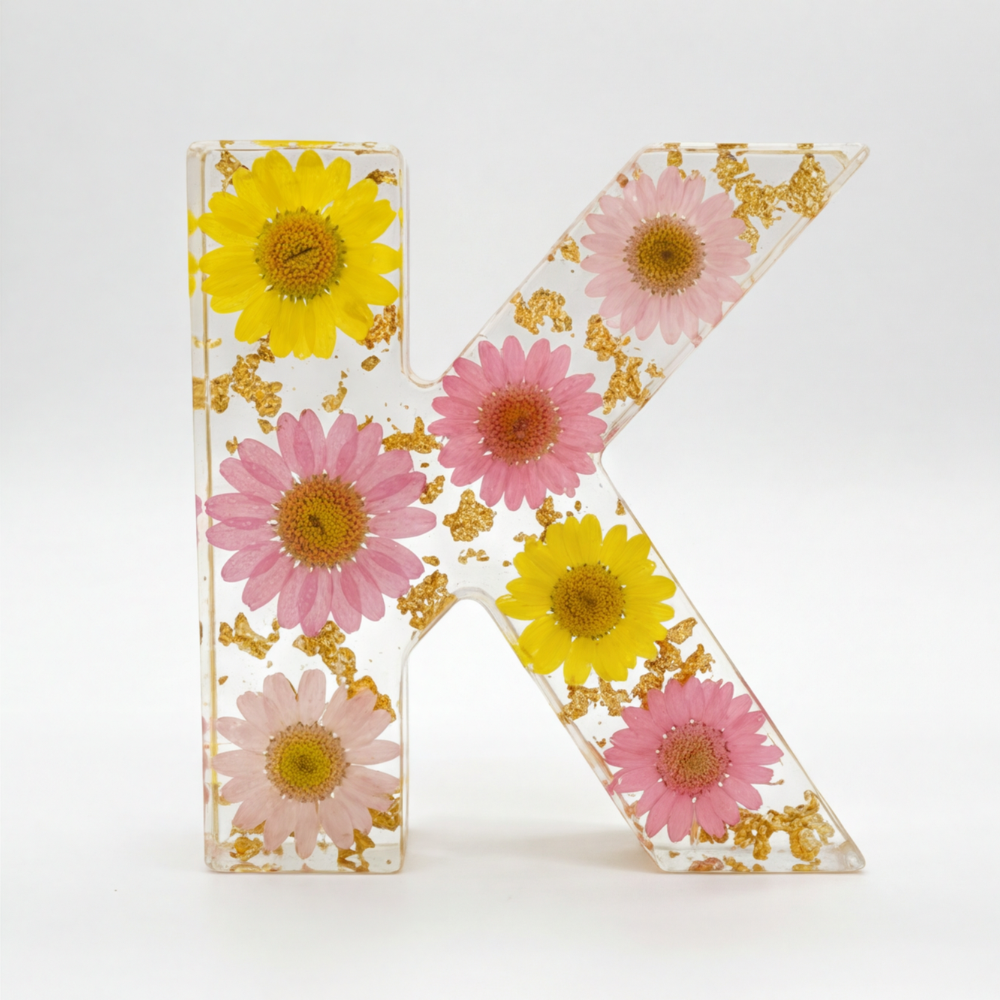 Florenza – Lettre lumineuse en résine florale personnalisée