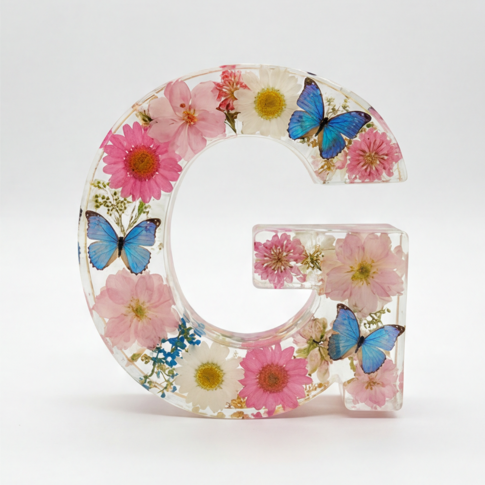 Florenza – Lettre lumineuse en résine florale personnalisée