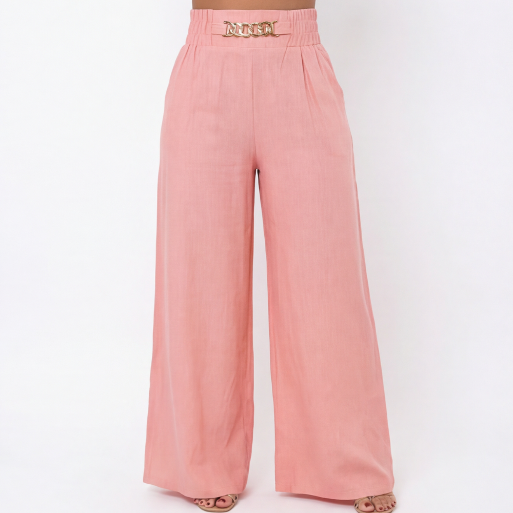 Pantalon large taille haute Florena™ avec accent en chaîne