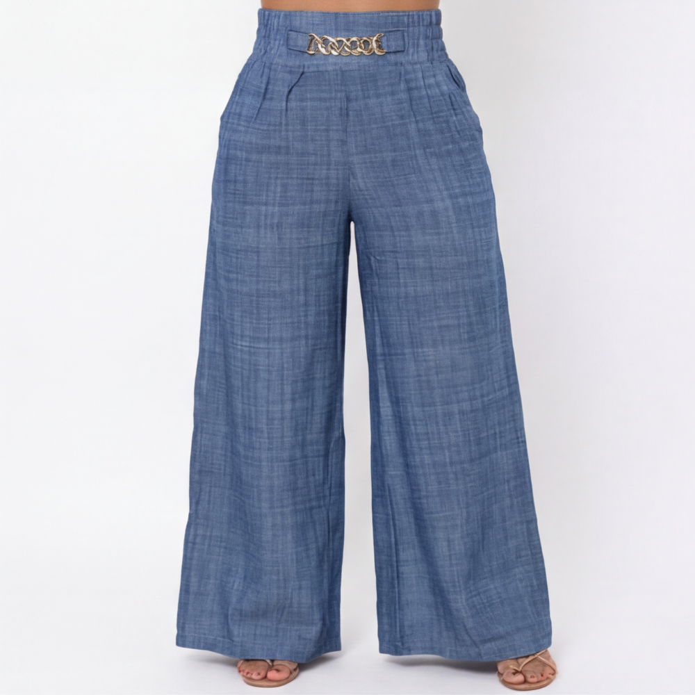 Pantalon large taille haute Florena™ avec accent en chaîne