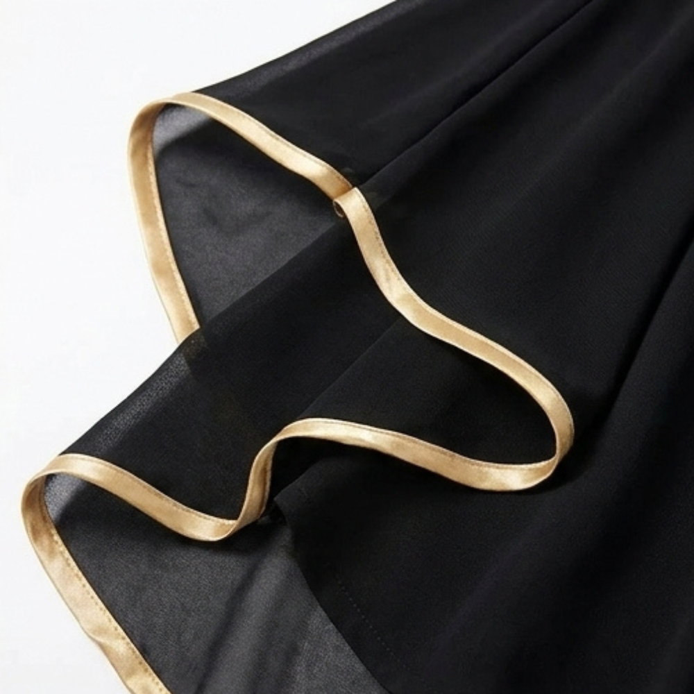 Pantalon Large Femme Florenza – Noir, Garniture Dorée