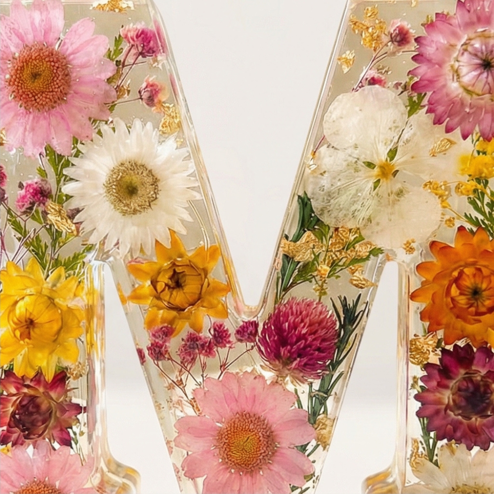Florenza – Lettre lumineuse en résine florale personnalisée