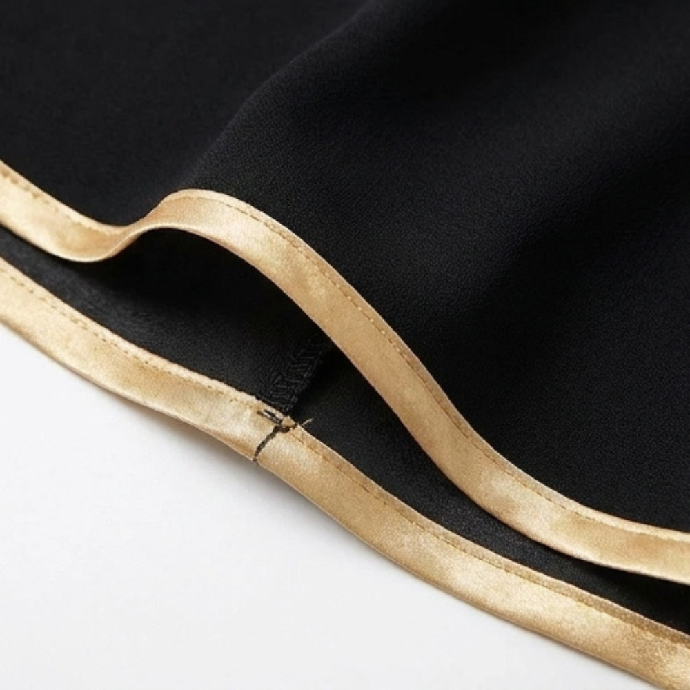 Pantalon Large Femme Florenza – Noir, Garniture Dorée
