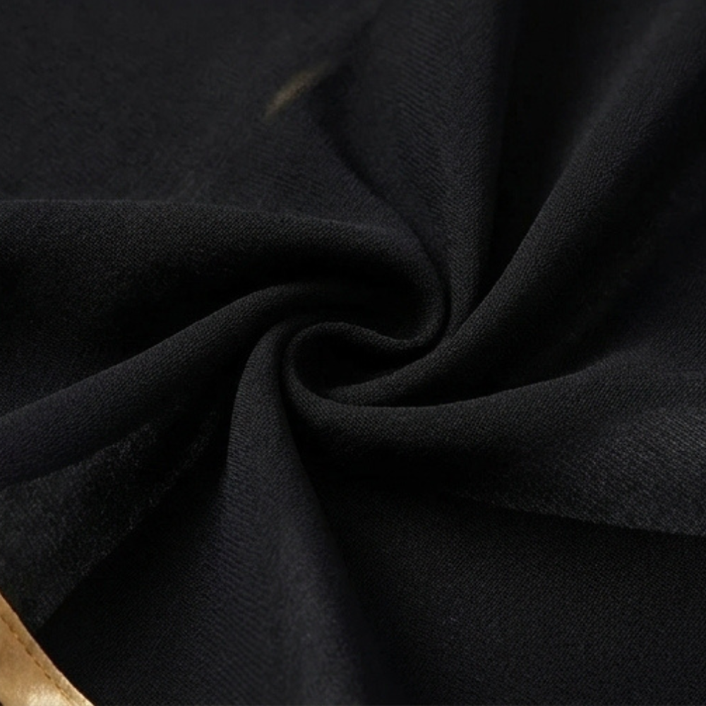 Pantalon Large Femme Florenza – Noir, Garniture Dorée