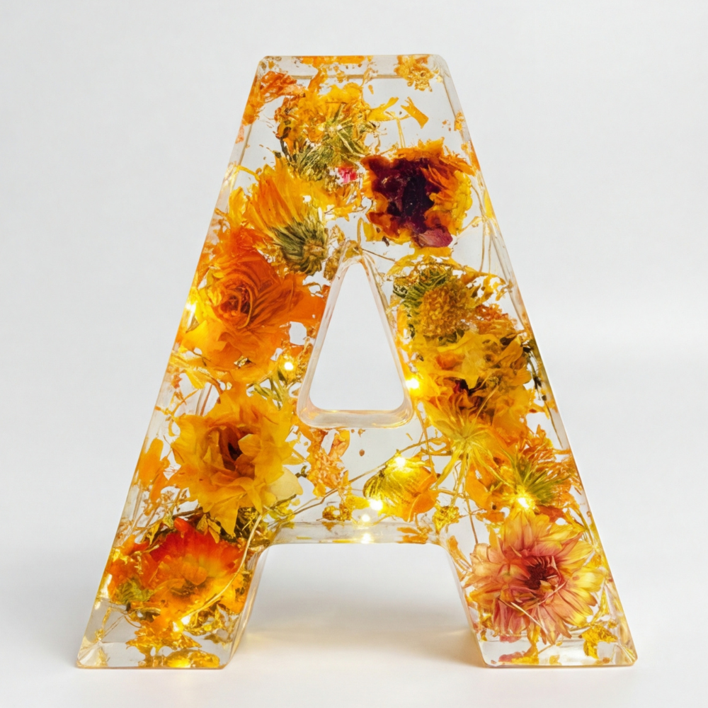 Florenza – Lettre lumineuse en résine florale personnalisée