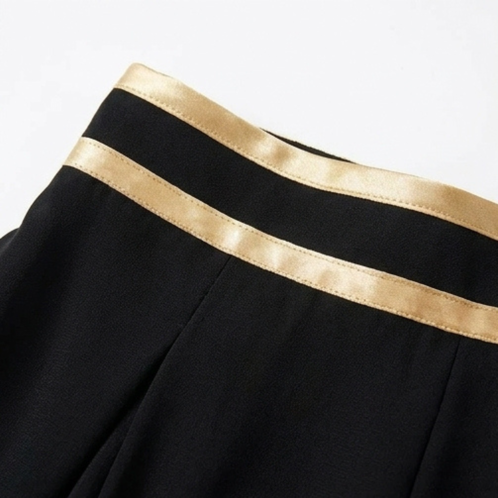 Pantalon Large Femme Florenza – Noir, Garniture Dorée
