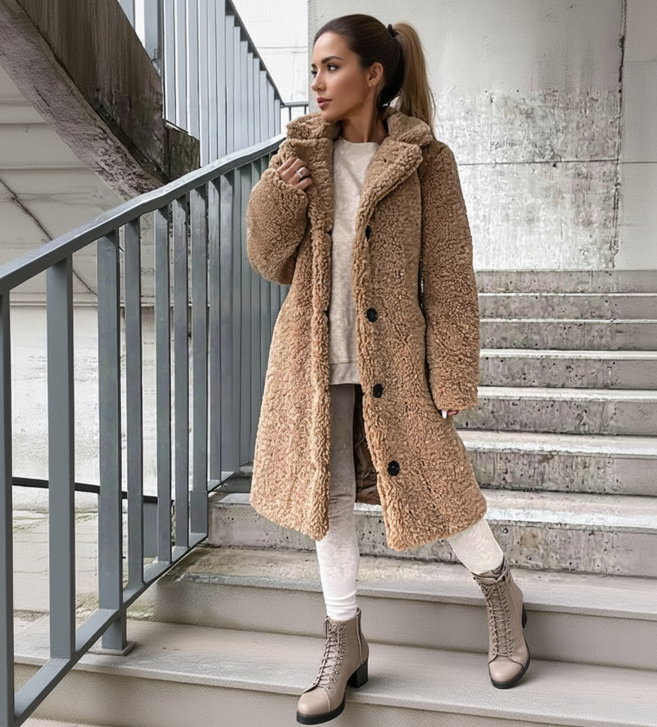 Manteau Teddy Annelous – Manteau Long et Pelucheux pour l'Hiver