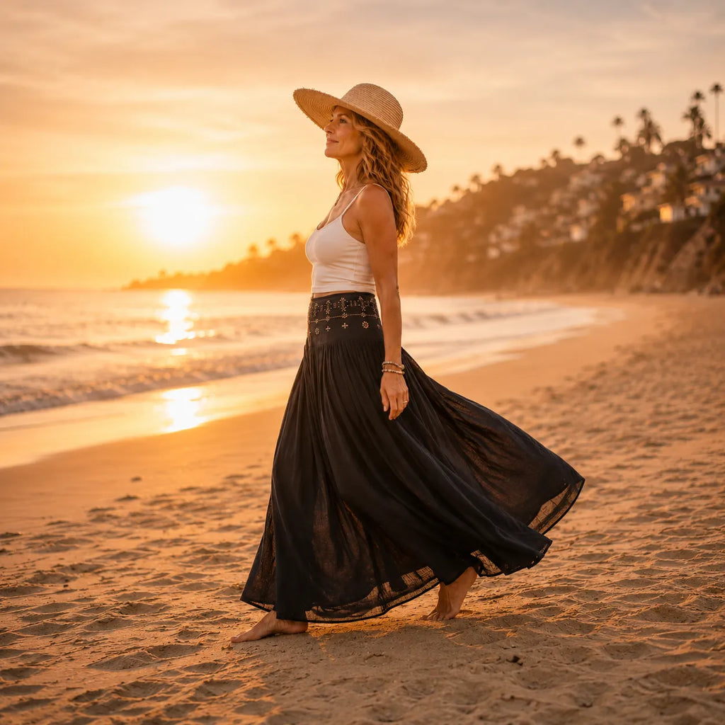 Jupe Maxi Femme Soléra – Style Boho, Taille Haute