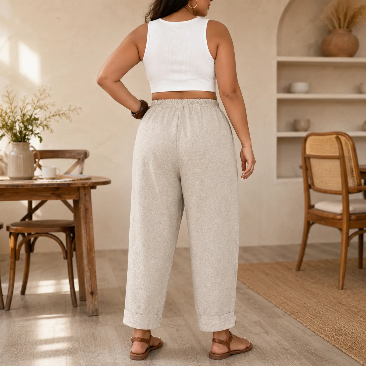 Pantalon Femme Loriane – Coupe Détendue, Taille Élastique