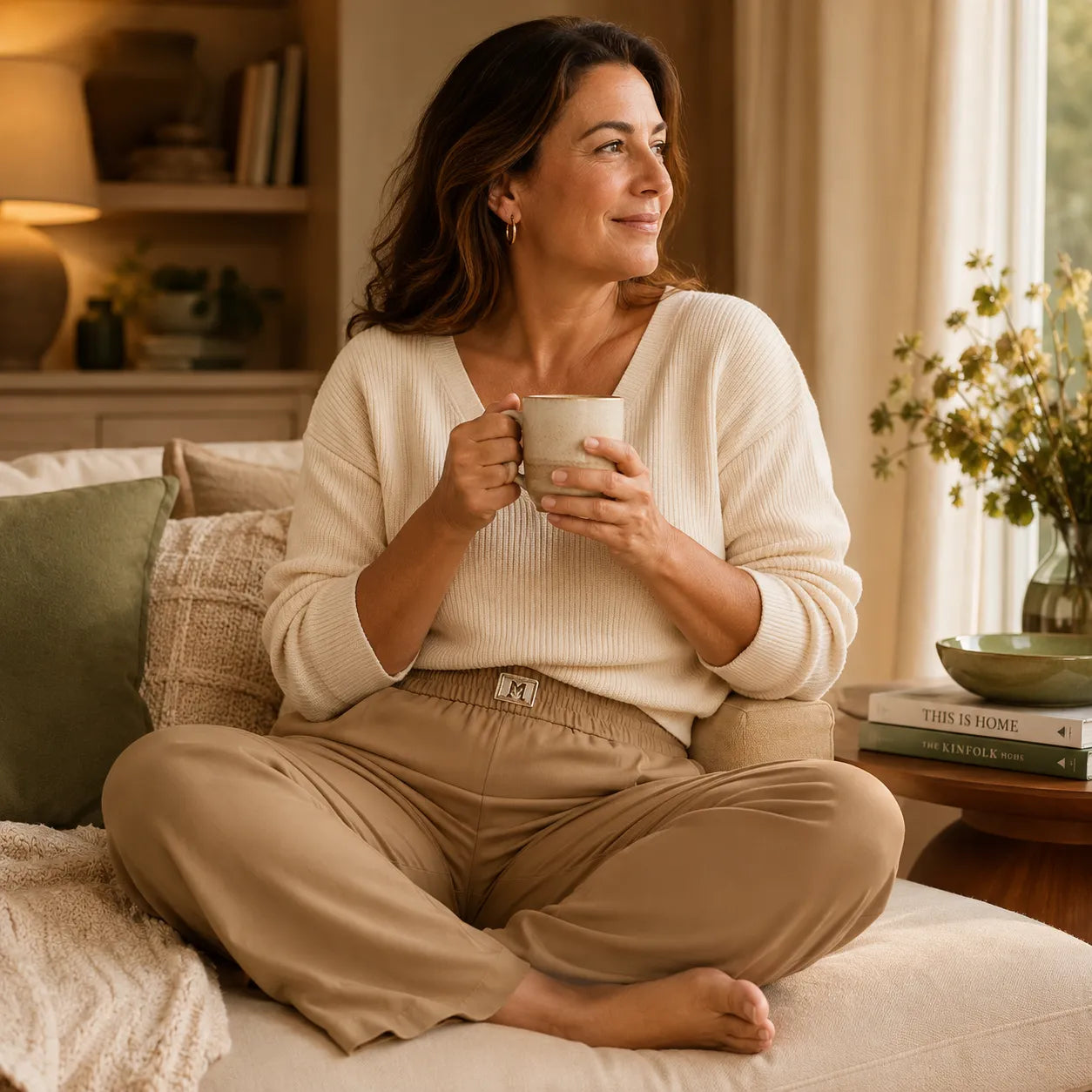 Pantalon Large Femme Velora – Taille Haute, à Enfiler