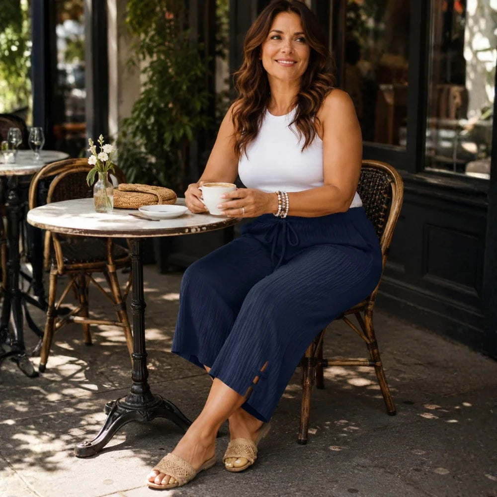 Pantalon Capri Femme Velora – Côtelé, Grande Taille 1XL-5XL