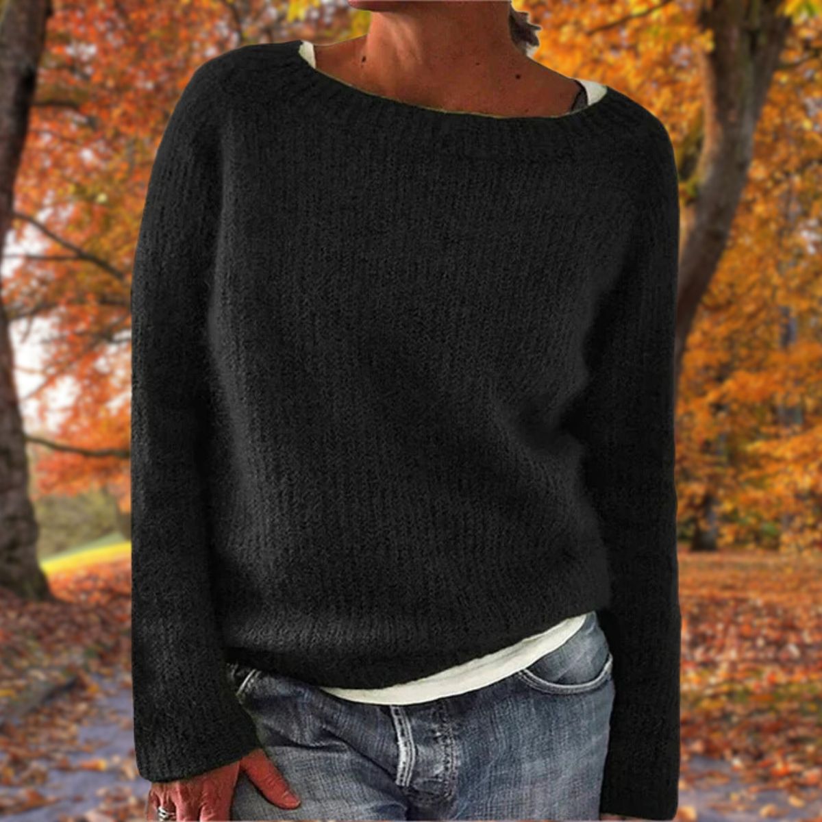 Pull ample avec col rond et manches longues