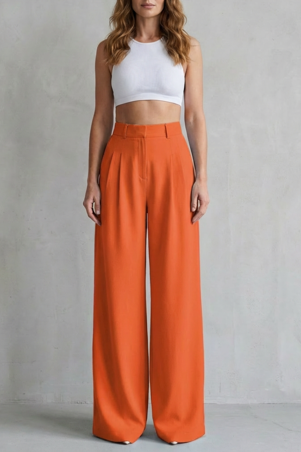 Pantalon Large Femme Lunévia – Bleu Ciel, Taille Haute, Drapé