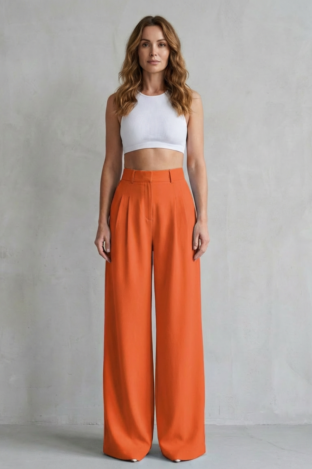 Pantalon Large Femme Lunévia – Bleu Ciel, Taille Haute, Drapé