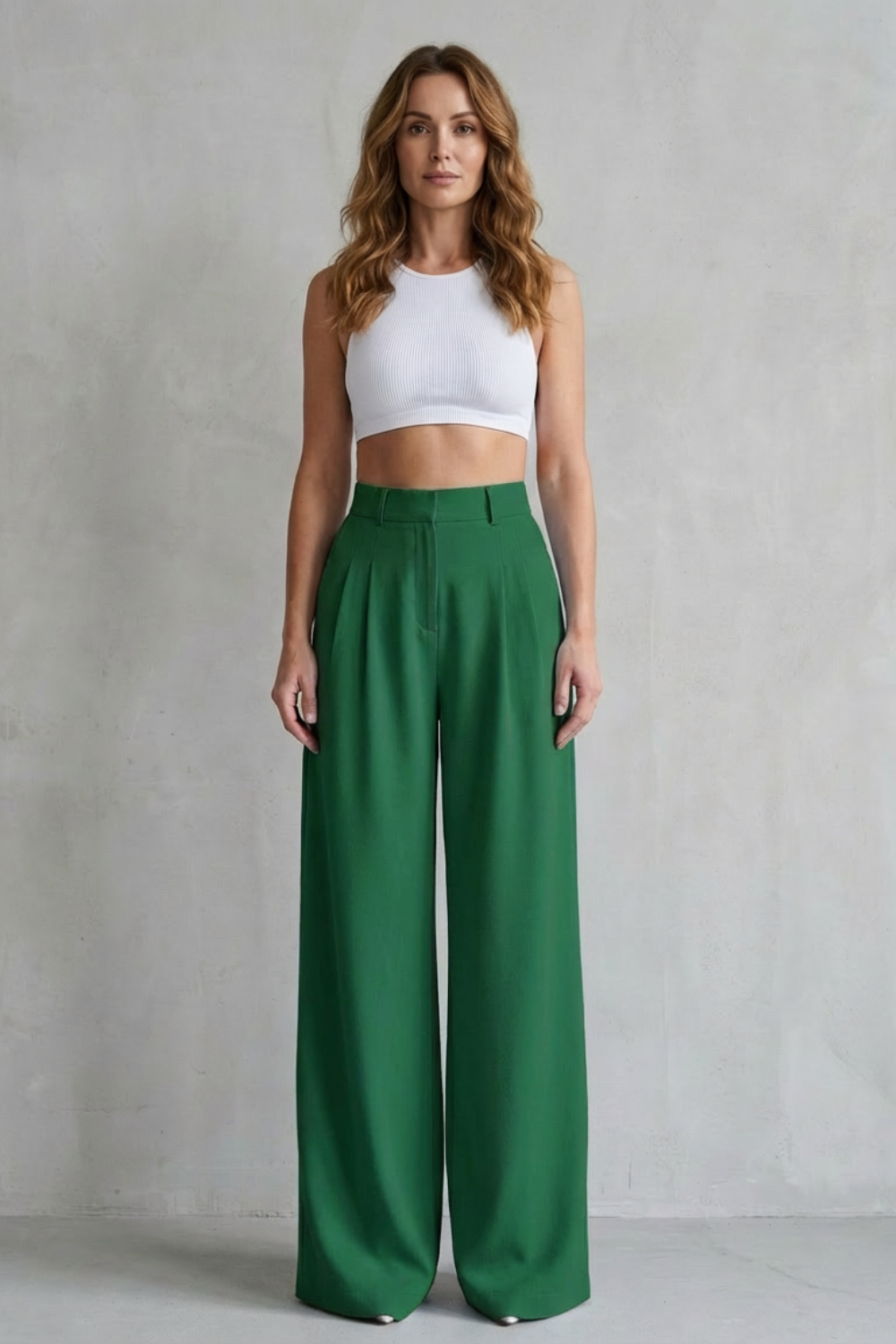 Pantalon Large Femme Lunévia – Bleu Ciel, Taille Haute, Drapé