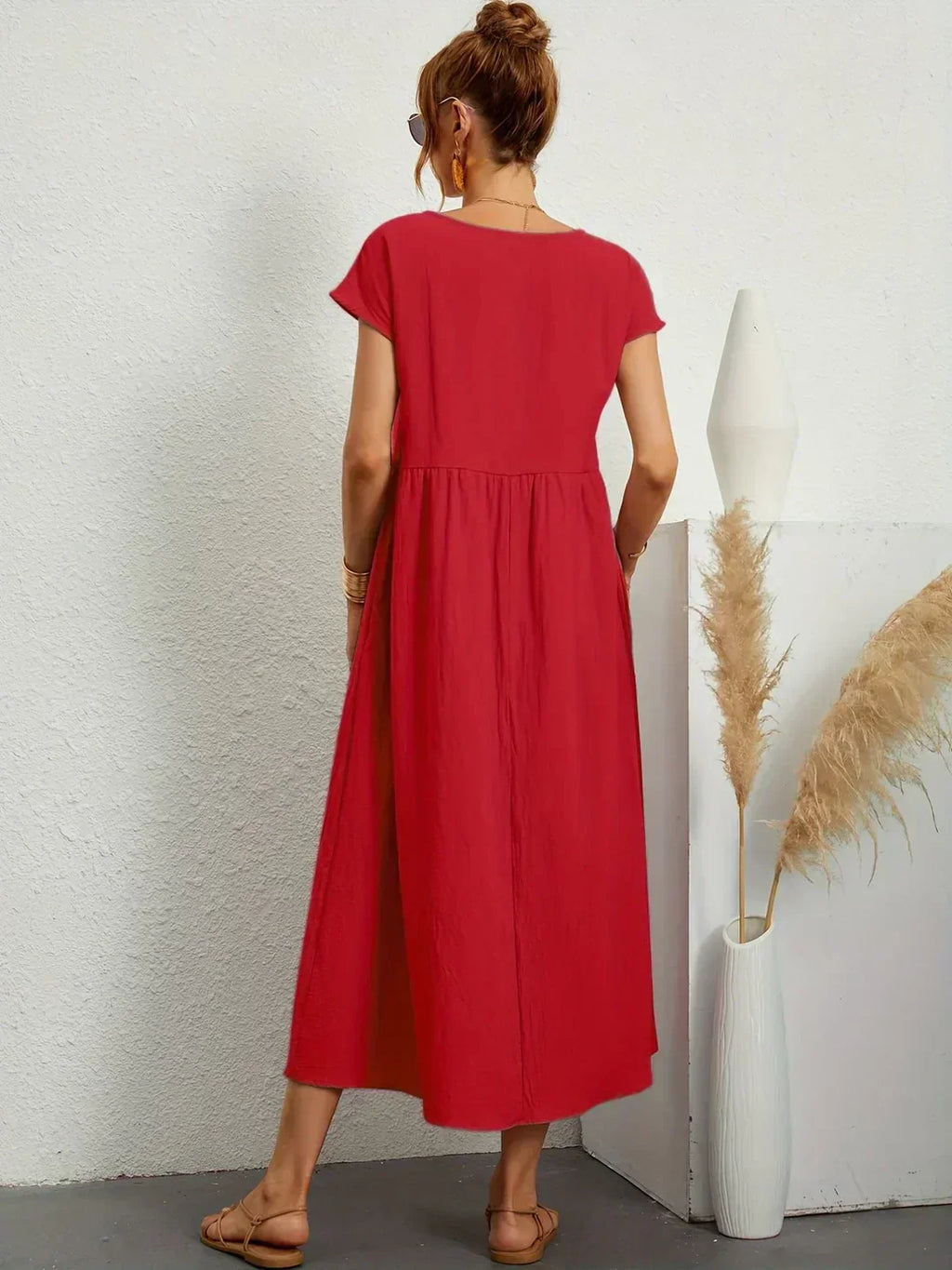 Quessara - Robe Midi Décontractée Coupe Fluide